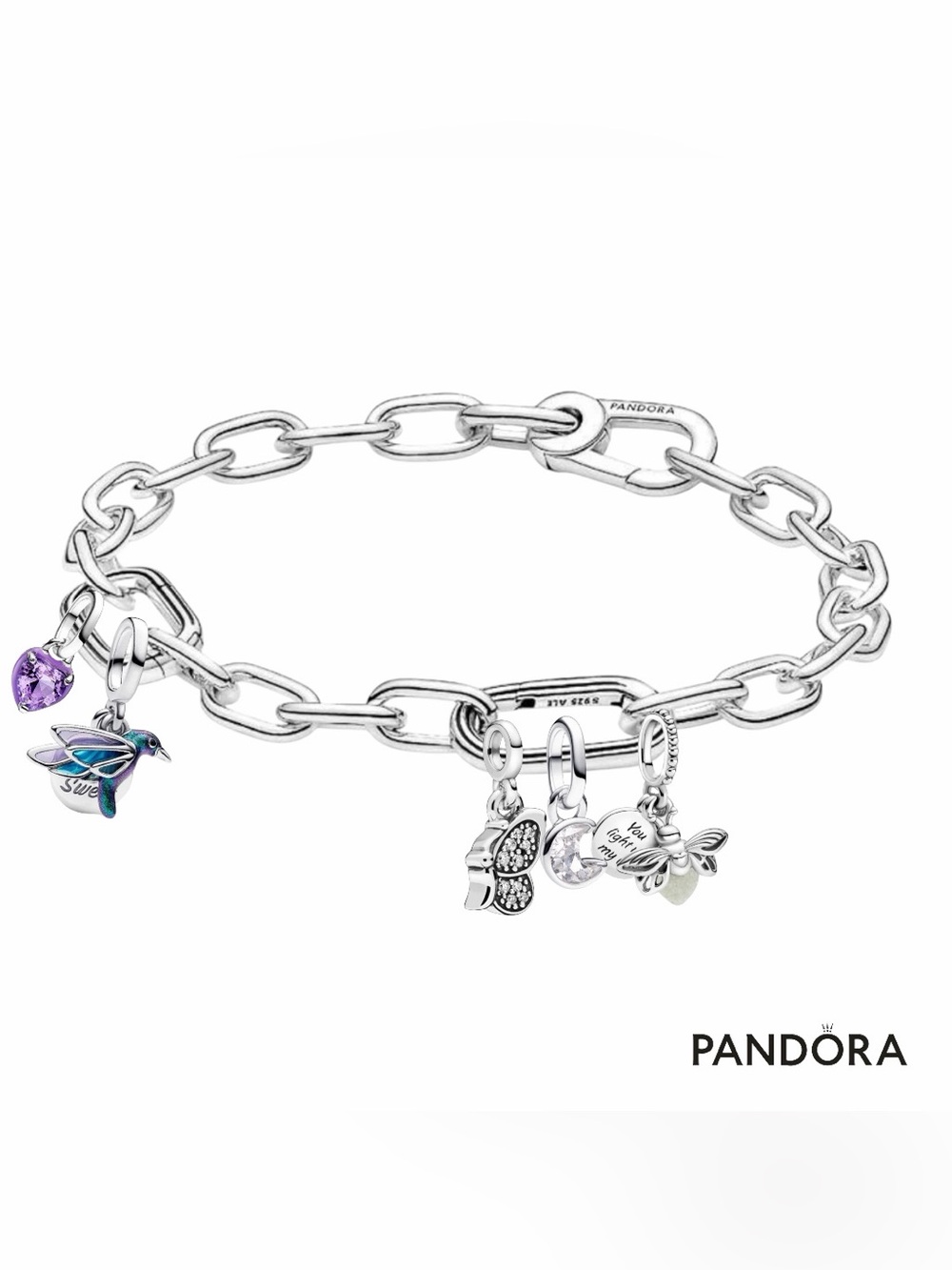 New-Pandora ME Small-Link Chain Bracelet w/5 Pandora ME Charms. MSRP $355